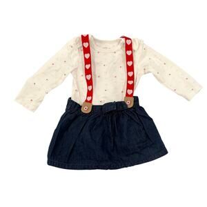 CAT & JACK Valentines Girls XO Overall Dress Outfit 6-9M (1455)
